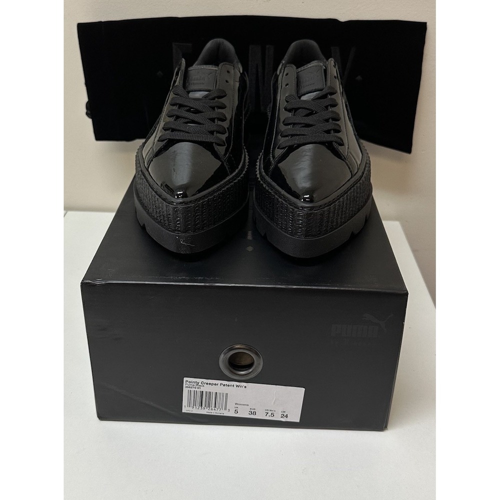 Puma x Fenty Rihanna Pointy Creeper Patent Black Leather Sz 7.5 36627001 NIB